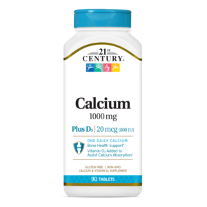 21st Century Calcium 1000mg + D3 20mcg - Калций + Витамин D3 Разфасовка 90 tabs