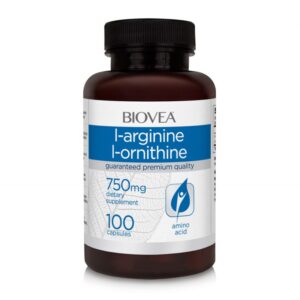 Biovea L-Arginine, L-Ornithine 750mg - Аргинин + Орнитин, Разфасовка 100 caps