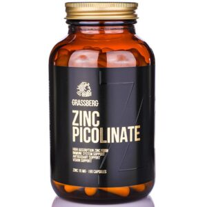 Grassberg Zinc Picolinate 15mg - High Absorption - Цинк, Разфасовка 180 caps