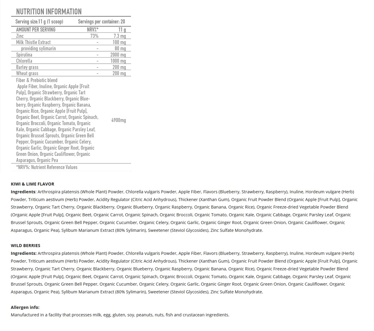 Battery Nutrition Detox Supplement Facts battery