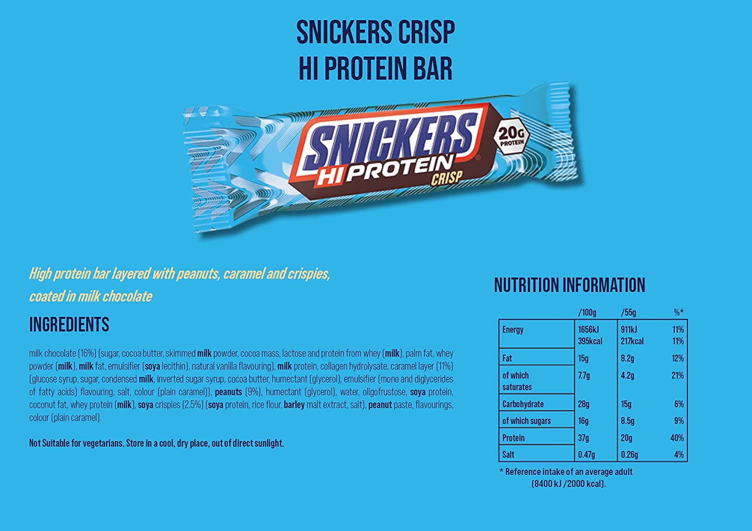Mars Protein Snickers Hi Protein Crisp Bar 1 Mars Protein Snickers Hi Protein Crisp Bar 1